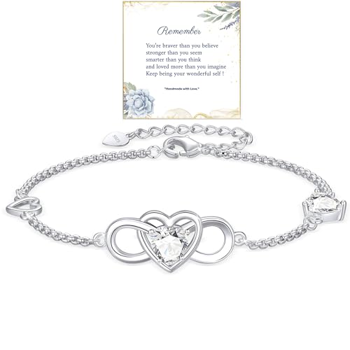 Diorra Pulsera para las Mujeres de Plata Esterlina 925 Amor para Siempre Infinito Pulsera Ajustable Regalo para Las Mujer Niñas