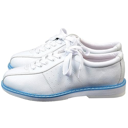 DHAEY Men's Woman's Bowling Shoes Fashion Non-Slip Bowling Sneakers Breathable Lightweight Lace Up Bowling Shoes Unisex-Adult (Color : White, Size : 13.5 Women/12 Men)