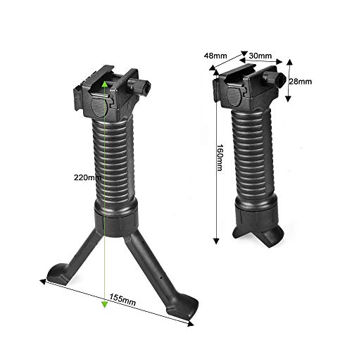 OTraki Zweibein Picatinny Bipod Picatinny Militärische Taktische Fore Grip Zweibein Pod Picatinny Weaver Rail Rifle Foregrip für Paintball Shooting Verstellbarer Gewehrständer Taktisches Zweibein