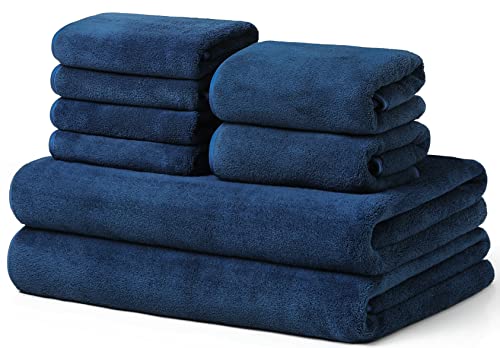 Graceaier Ultra Soft Bath Towel Set - Quick Drying - 2 Bath Towels 2 Hand Towels 4 Washcloths - Microfiber Coral Velvet Highly Absorbent Towel For Bath Fitness, Bathroom, Sports, Yoga, Travel #TOP1