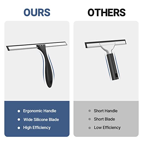Image of AmazerBath Squeegee for Shower Glass Door, Shower Squeegee for Glass Doors - All-Purpose Squeegee with Hook for Shower Doors, Windows, Mirrors, Tiles and Car Glass, 12 Inches