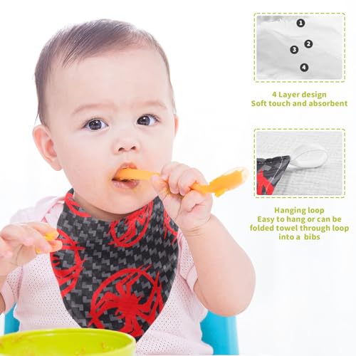 Image of vvfelixl Red Spiders Silhouettes Baby Burp Cloths Baby Muslin Washcloths for Boys Girls Cotton Baby Face Towel for Newborn Infants Soft and Absorbent 11.8 X 11.8 in, 5 Pack