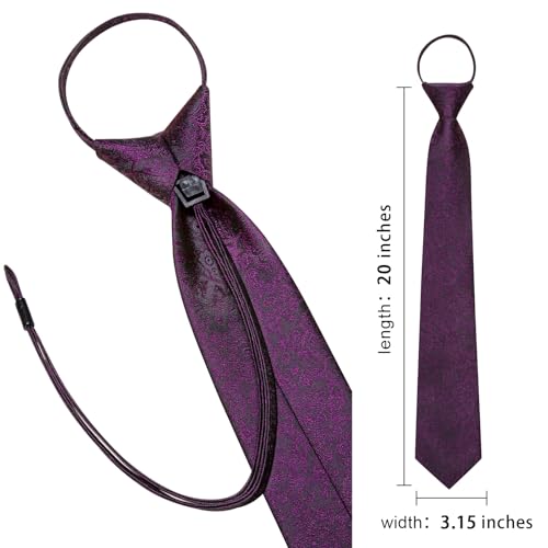 Image of Hi-Tie Zipper Ties for Men Pre-tied Tie Set Lapel Pin Pocket Square and Cufflinks Formal Business Wedding Adjustable Necktie