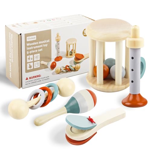 Montessori Niños Juguetes Madera Música, Niños Instrumentos Musicales Instrumentos Madera, Instrumentos Musicales Bebés, Conjunto Percusión Primera Infancia para Niños Niñas Bebé Regalo Cumpleaños