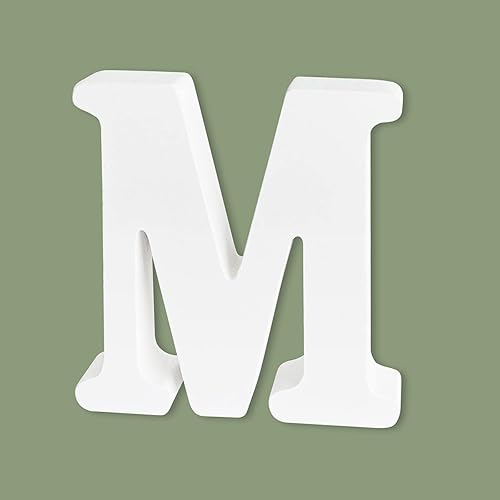 Letras blancas de madera sin terminar de 4 pulgadas para manualidades, letras del alfabeto de madera para decoración de pared, letras de marquesina