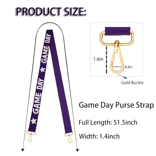 Image of Game Day Purse Straps Replacement Beaded Purse Strap Wide Crossbody Bag Straps Stadium Football Clear Bag Straps Accessories (Purple White)