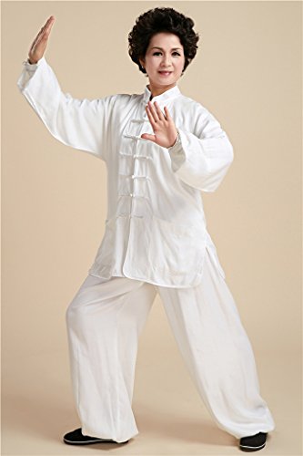 Shanghai Story Martial Arts Women's Tai Chi Uniform Cotton Kung Fu Suit(White,XL)