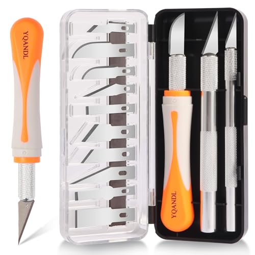 YQANDL 16-Piece Exacto Knife Set: 3 Hobby Knives &13 Industr