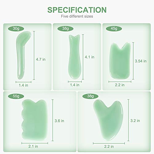 Image of airogym Guasha Massage Tool, 5 PCS Guasha Stone Scraping Massage Sets for Face, Massage Stone Board for SPA Acupuncture Physical Therapy, Massaging Sore Muscles Points Puffiness Edema Arthritis