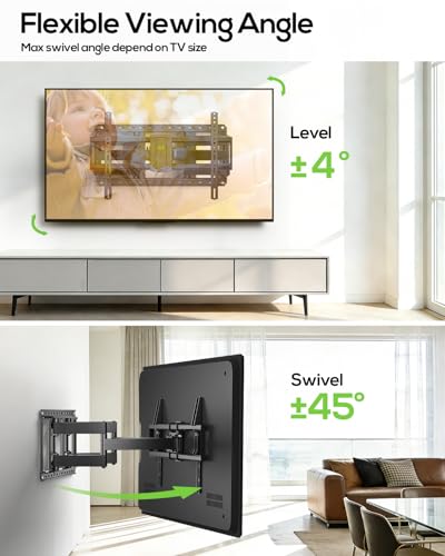 Image of USX MOUNT Full Motion TV Wall Mount for Large TVs 42-97 Inch up to 150 lbs | Swivel /tilt /extend Wall Mount TV Bracket. ±4 post-install leveling. Pre-assembled Fits 16 /18 /24 inch studs, VESA 600x400mm.