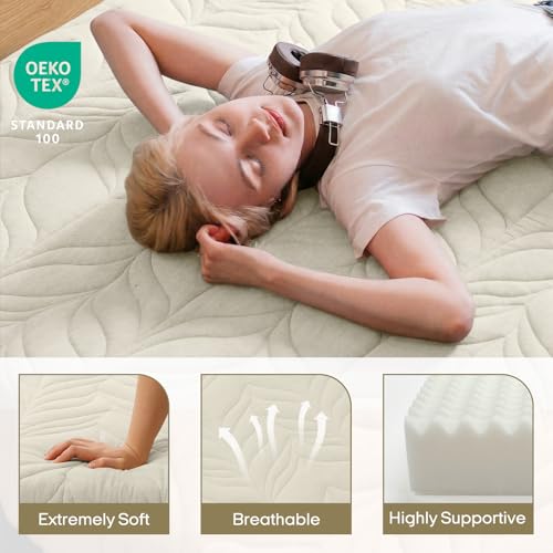 Image of ZonLi Japanese Floor Mattress Futon Mattress Twin Size, 6 inch Thicken Roll Up Tatami Mat 100% Cotton Washable Cover, Portable & Foldable Floor Bed Mattress for Sleeping, Dormitory, Adult, Khaki