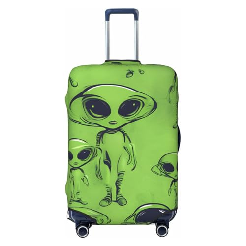 Green aliens Print Washable Suitcase Cover Personalized Luggage Protector Travel Elastic Anti Scratch - Main Image