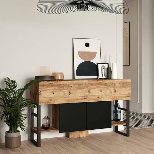 Dmora - Console Helene, Table Polyvalente, Armoire de Rangement, Bureau du Couloir, 139x43 h84 cm, Chêne