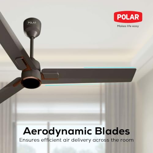 Image of POLAR EFISLIM High-Speed Ceiling Fan - Baker Brown | With Power BLDC Motor, Slim-Design and Remote Control For Speed Regulation | High Air Delivery Ceiling Fan For Home, Bedroom & Living Room