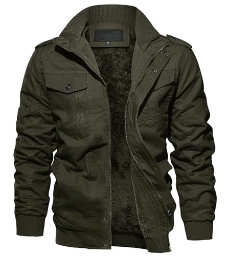 EKLENTSON Mens Winter Coats Military Cargo Jacket Fleece Thick Winter Coat Warm Black Jackets for...