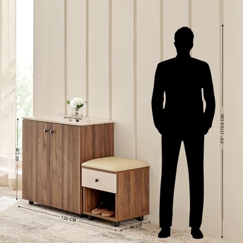 Image of Home Centre | Addison | Engineered Wood | Shoe Cabinets | 14 Pair | Walnut | 1 Year Warranty
