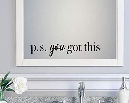 IARTTOP You Got This Wall Decal,Inspirational Quote Positive Attitude Wall Sticker for Bathroom Mirror Bedroom Decor, Motivational Family Lettering Stickers Decoration, Mirror Decals Bathroom,Black