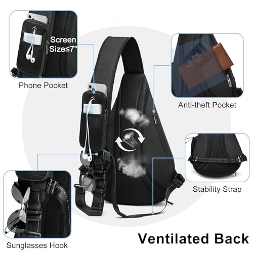 Mochila de bandolera para mujer deportiva 19L negro miniatura 4