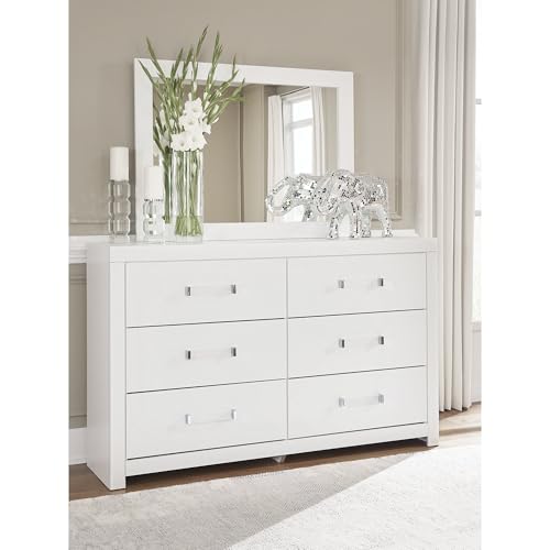 6-Drawer Bedroom Dresser with Mirror, White