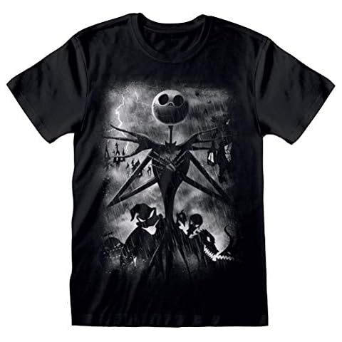 The Nightmare Before Christmas Camiseta Hombre Stormy Skies Negro Cover