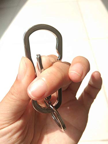 Alsmiley Stainless Steel Carabiner Clip Retractable Ring Set Keychain Quick Release Hooks For Men Women Silver #TOP4