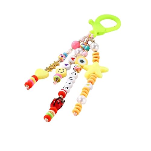 HFVUYAR Porte-clés visage souriant et lettre d'amour – Porte-clés mignon avec message positif pour meilleurs amis/couples, breloque sac à dos cadeau, K2303-1 Vert Mignon, 11cm