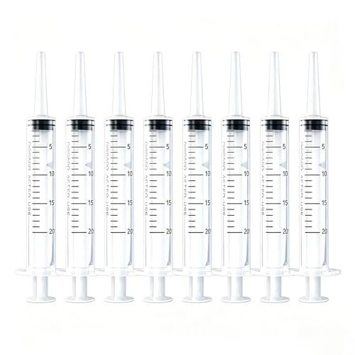 Hugclaw 8PCS Seringue Alimentaire 20ml en Plastique avec Bouchon et Adaptateur, pour Alimentation Animale, Seringue à Huile, la Mesure du Liquide, Les Accessoires de Mascarade, L'arrosage