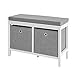 SoBuy FSR81-HG Sitzkommode Sitzbank mit Stauraum Schuhbank mit Sitzfläche Schuhtruhe mit 2 grauen Körben Weiß BHT ca.: 70x50x30cm