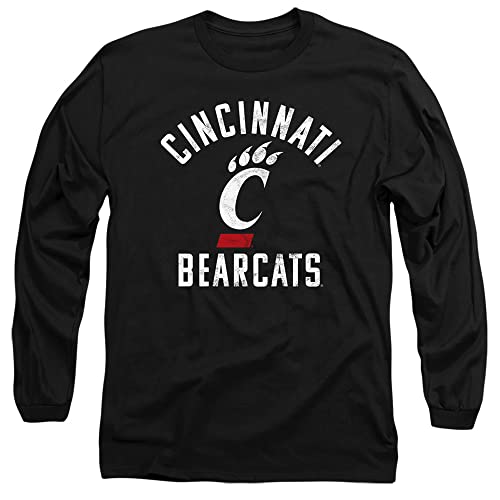 University of Cincinnati Official Bearcats Logo Unisex Adult Long-Sleeve T Shirt,Black, 3X-Large
