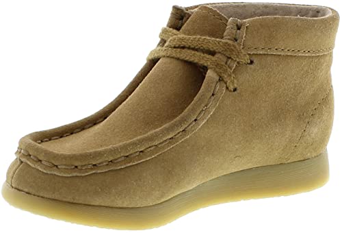 FOOTMATES Wally Lace-Up Wallabee Leather Moccasin Chukka Kids Hiking Boots with Wide Toe Box and Custom-Fit Insoles, Non-Marking Outsoles - For Toddlers and Little Kids, Ages 1-8