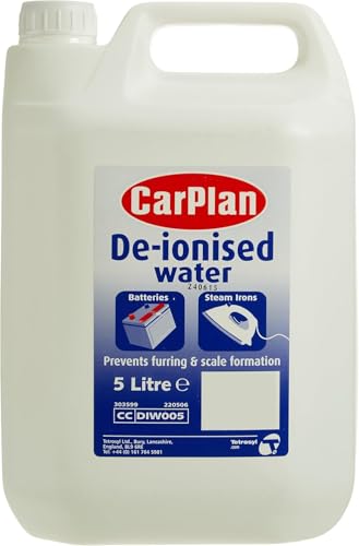 CarPlan Agua Desionizada, Apta Para Baterías y Planchas de Vapor, Clase de Eficiencia Energética A+++, 5 Litros