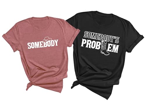 Matching Somebodys Problem and Somebody T-Shirts, Retro Country Music Graphic Tee, Couple Shirt, Bride Tshirt, Honeymoon Clothes, Wedding Anniversary Tee, Birthday Gift for Girlfriend Boyfriend