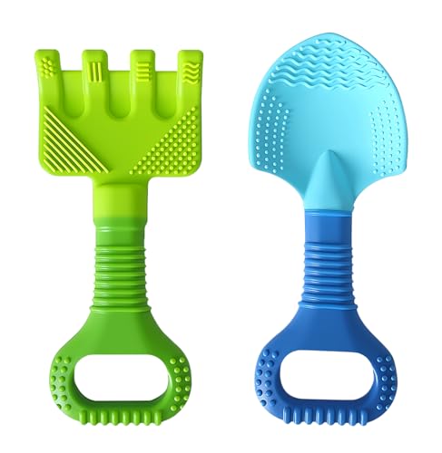 Image of Gardening Tool Baby Teething Toys - Shovel & Rake Silicone Teethers for Babies 3-12 Months, Freezer-Safe Chew Toys for Teething Relief & Sensory Development, Ideal Stocking Stuffers & Christmas Gifts