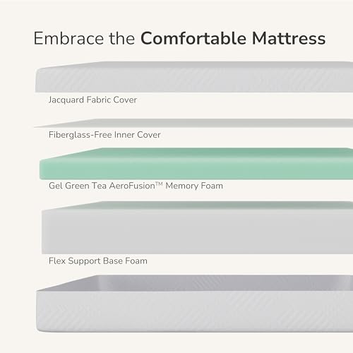 Image of MLILY Short King RV Mattress in a Box, 10 inch Mattresses for RVs, Campers & Trailers, Green Tea Memory Foam Mattress for Cool Sleep & Pressure Relief, Medium, 72 inch x 75 inch