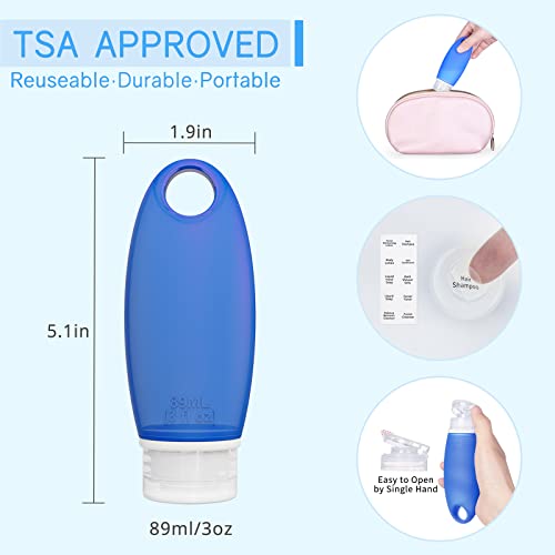 Silicone Travel Bottles For Toiletries Tsa Approved Travel Size Containers Set 4 Pack Portable Leak Proof Refillable Cosmetic Squeeze Bottles Shampoo Hair Conditioner Body Lotion Bath Shower Gel #TOP3