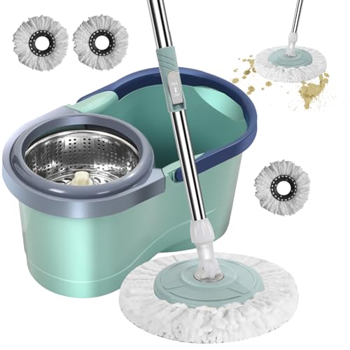 Fregona centrifugado con escurridor – Fregona de limpieza manos libres para ahorrar mano de obra, fregona con escurridor para salón, cocina, balcón, estudio