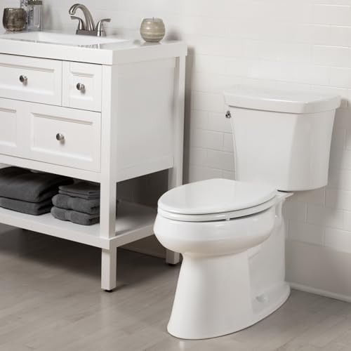 Image of Bemis Ashland Modern Wood Toilet Seat with Decorative Edge, Slow Close, Secure Hinges, Made in USA, Round, White