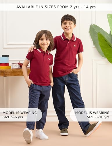 Image of Amazon Brand - Symbol Boys Cotton Rich Solid Polo Tshirt | Collar Tshirts | Half Sleeves | Plain-Regular Fit