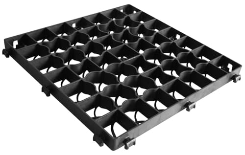Stratarise Titan Permeable Grass & Gravel Paver System - 100% Recycled Polypropylene, 186,383 lb/ft² Load Capacity, 1⁹⁄₁₆" Thickness, 27.8 sq.ft Coverage - 10-Pack (Black)
