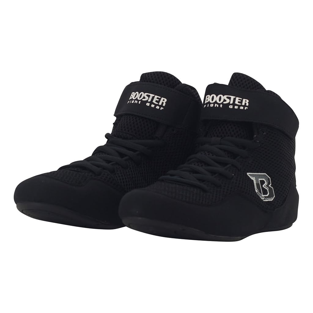 Booster BCS Chaussures de Boxe Noires – Bottes de Boxe légères pour la Boxe, Le Kickboxing et l'entraînement, offrant Une adhérence optimale
