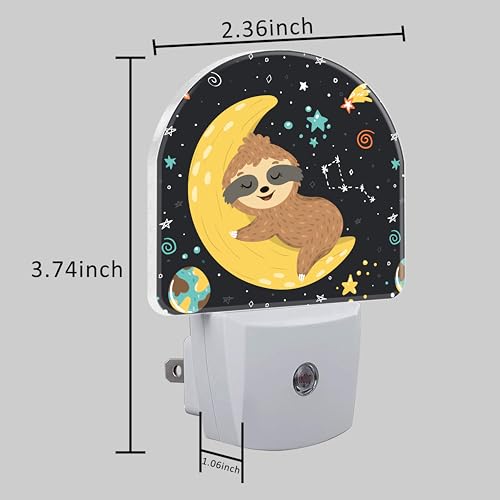 Image of Cute Baby Sloth Sleeping on Moon Night Light for Kids, LED Night Light Plug into Wall with Dusk to Dawn Sensor for Girls Boys Women Room Decor, Hallway, Kitchen, Bathroom, Nursery, Stairs