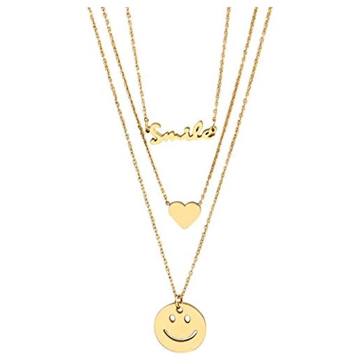 Halsband smiley hänge guld silver emoji glad berlock Good Lucky tjock kedja och rostfritt stål mode smycke present e rostfritt stål, colore: Smiley1 guld