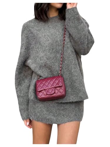 Verdusa Women's Sweater Skirt Set 2 Piece Pullover Sweaters with