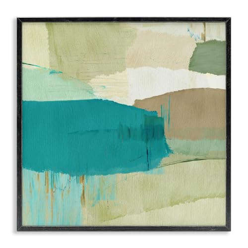 Green Blue Abstraction Modern Geometric, 12 x 12 Inch Framed Giclée Print
