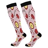 Calcetines de moda de manzanas rojas de dibujos animados para mujeres y hombres, calcetines deportivos de compresión alta para correr, senderismo, fitness, manzanas rojas