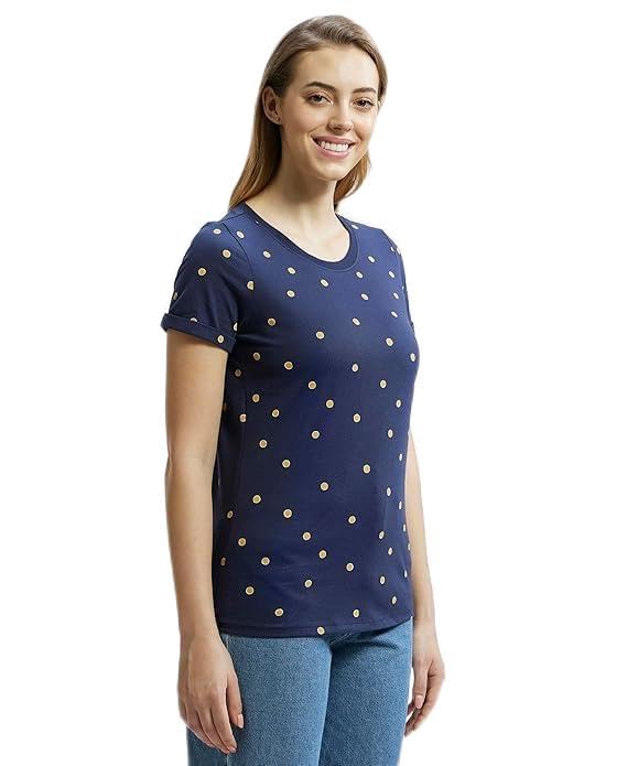 Jockey A144 Women's Super Combed Cotton Printed Fabric Relaxed Fit Short Sleeve T-Shirt (Prints May Vary)