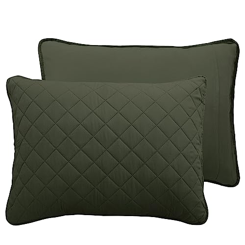 Colcha de microfibra ligera King Easy-Going verde antimanchas con fundas almohada 5
