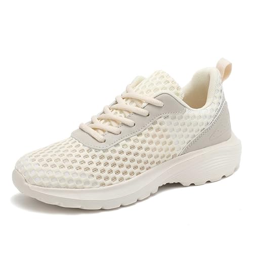 Baskets femme respirantes légères chaussures marche confortables sport beige pointure 42