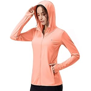 Soothfeel Women’s UPF 50+ Sun Protection Hoodie Jacket Lightweight Long Sleeve Sun Shirt for Women with Pocket Hiking Outdoor