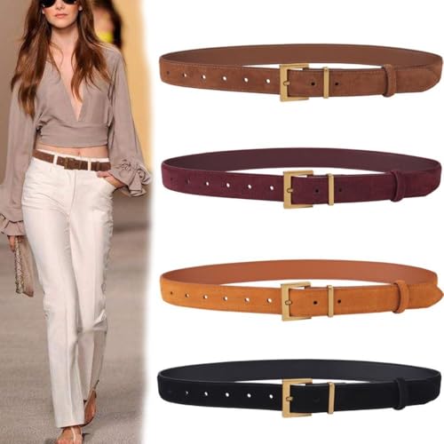 Trouser Dress Belts Versatile Women Luxury Design Business Waist Strap Retro Casual Suede PU Belt (Dark Brown)3